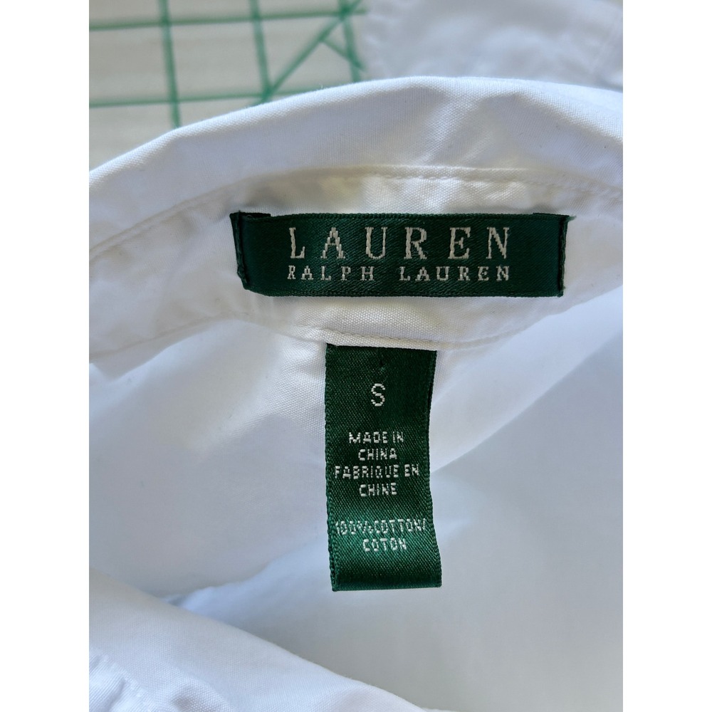 Lauren Ralph Lauren White Cotton Roll Tab Button Down Utility Shirt Womens Small - Picture 3 of 9